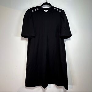 Reitmans | Rhinestone Button Shoulder T-Shirt Dress | Black Casual Dress | L